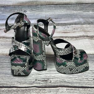 OMINE Women’s Platform 6.5” Heels – Purple/Silver/Green/Black – Size 6
